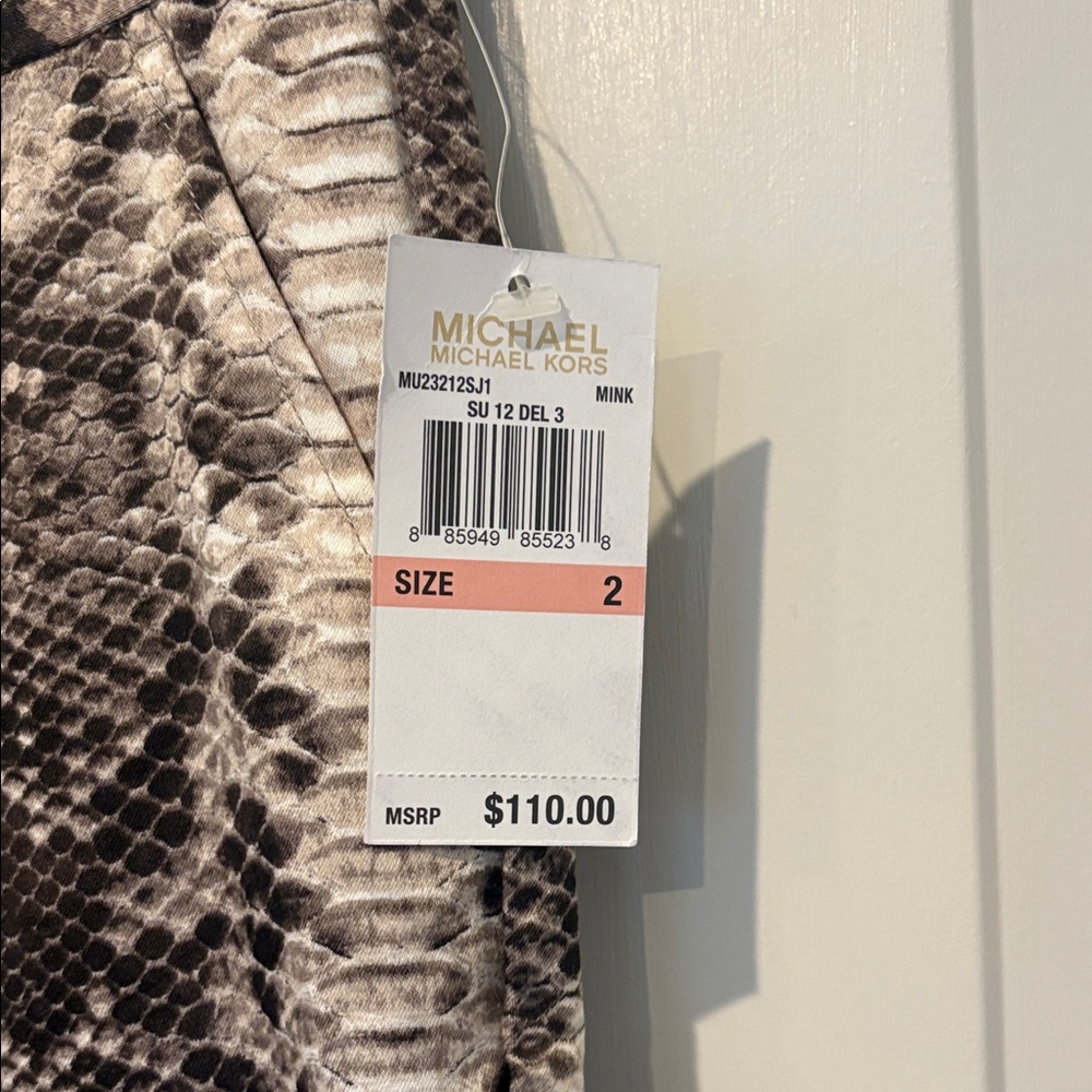 NWT-Michael Kors Snake Print Pants - Brown and Cream, 2, tagged $110